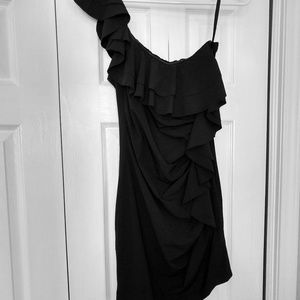 Ark & Co. Ruffled One Shoulder Little Black Dress